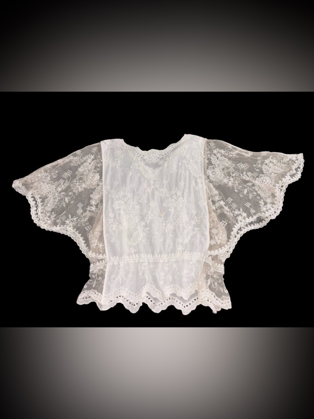Natura White Lace Embroidered Cotton Top Boho Sheer Floral Size S/M - Picture 3 of 7